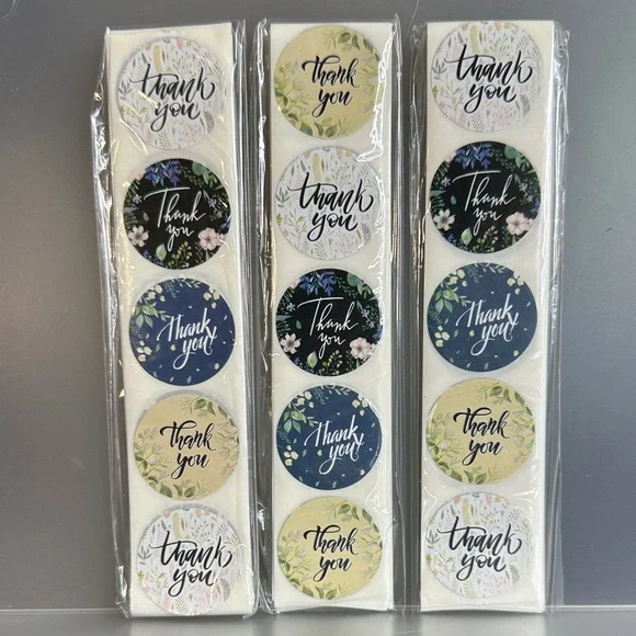 300 Count 1 Inch Floral Thank You Stickers Set - Picture 1 of 5